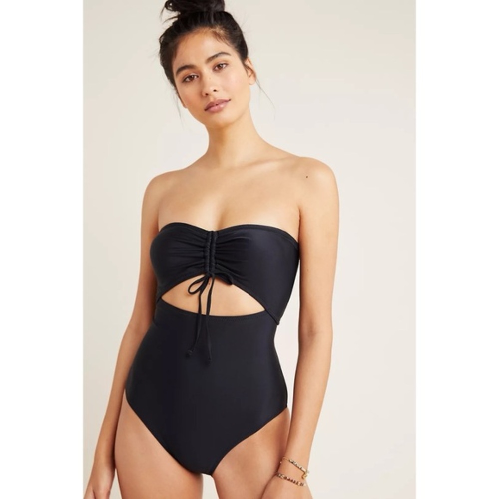 NWT Anthropology Jaime Sweetheart Black One Piece Swimsuit XS